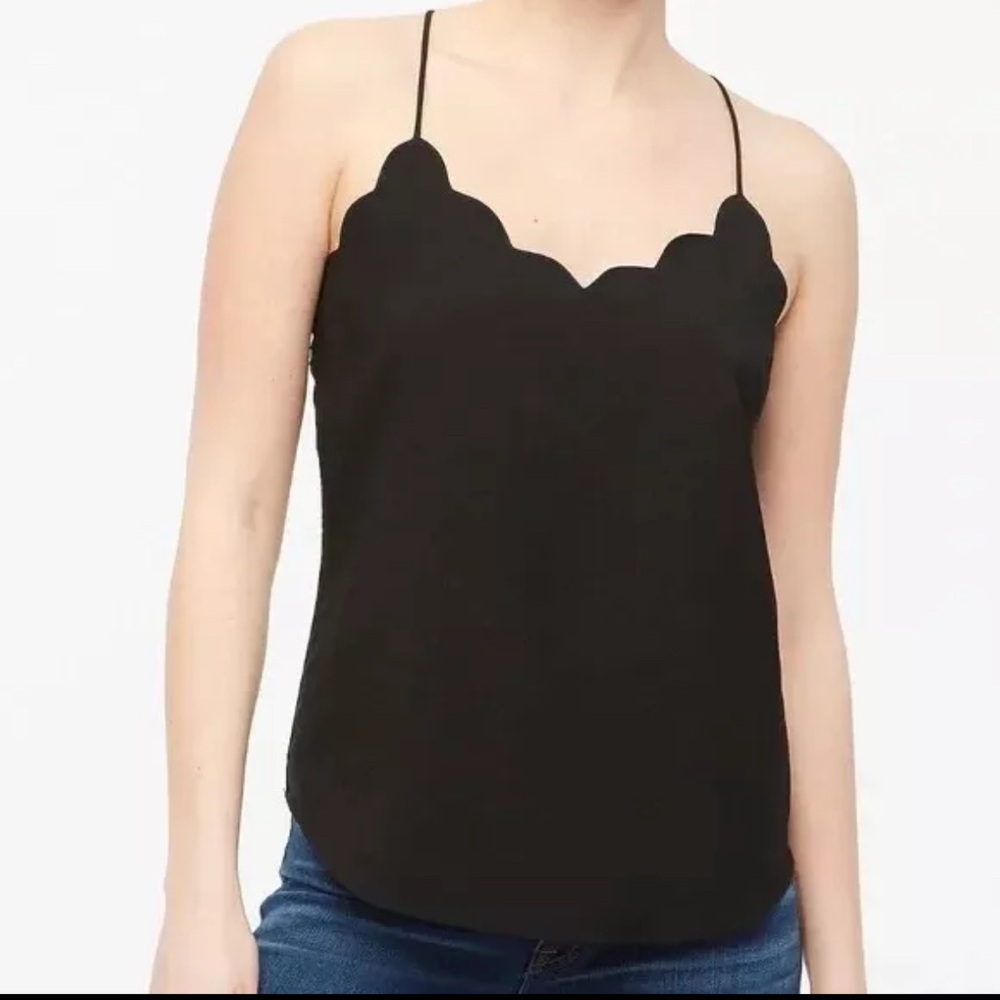 J.Crew Black Scalloped Cami Tank Top - Size 8